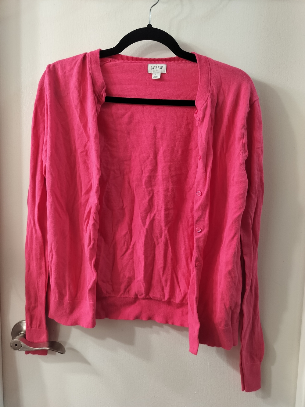 J. Crew Hot Pink Lightweight Button-Front Cardigan
